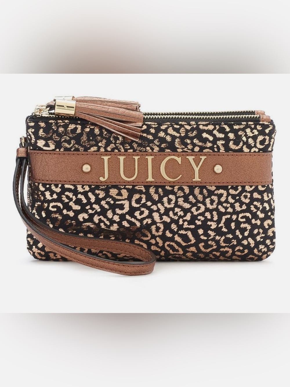 Juicy Couture Leopard Logo Wristlet Small Handbag in Black & Copper NWOT!!!
